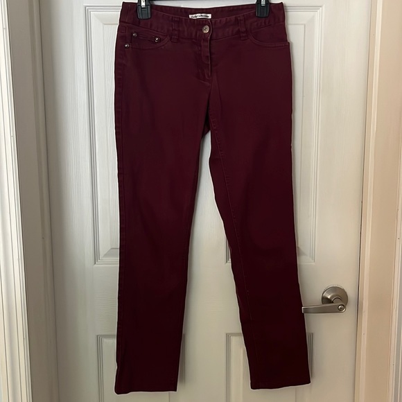 Pants - Maroon Stretchy Straight Jeans